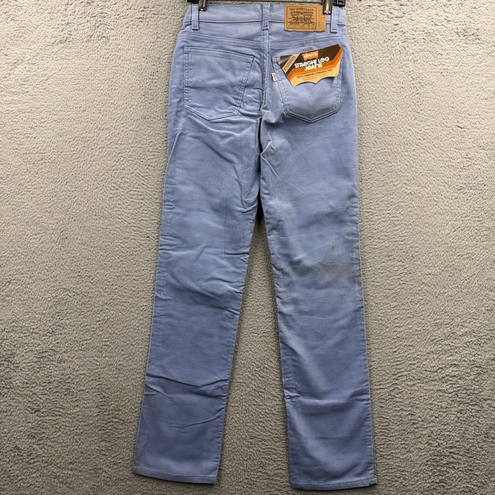 Vintage 70s Levis Pants Blue Corduroy 719 Student American White Tab USA 29x32